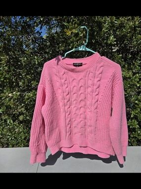 Almost Famous Pink Cable Knit Sweater – Women's Size M